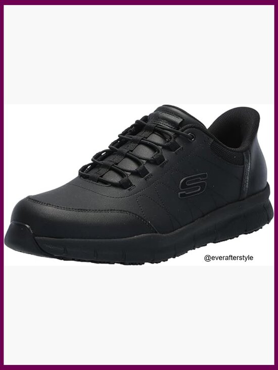 Leather and Synthetic Slip-Resistant Work Shoes with Memory Foam
